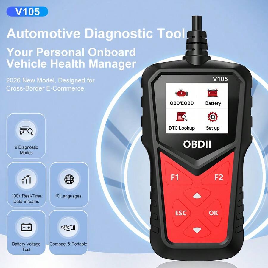 OBD2故障码读取器发动机诊断扫描仪CAN诊断工具，适用于1996年及之后生产的所有OBD II协议车辆。