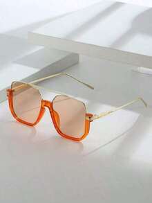 1pair Extra Large Frame Fashionable Retro Style Fashion Glasses For Women Beach Accessories For Women Glasses Shades Basics Fall Winter Women Outfits Clothes Business Casual Gifts For Summer Beach Vacation,Outdoor,Travel Preppy Style For Back To School - 橘色 - 查看 6
