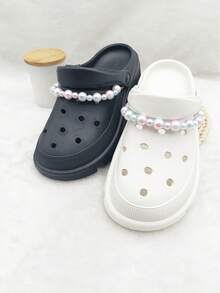 1 Pair New Fashion Iridescent Pearl Detachable Shoe Charm, Versatile Cute DIY Beaded Shoe Accessory - Iridescent - View 3