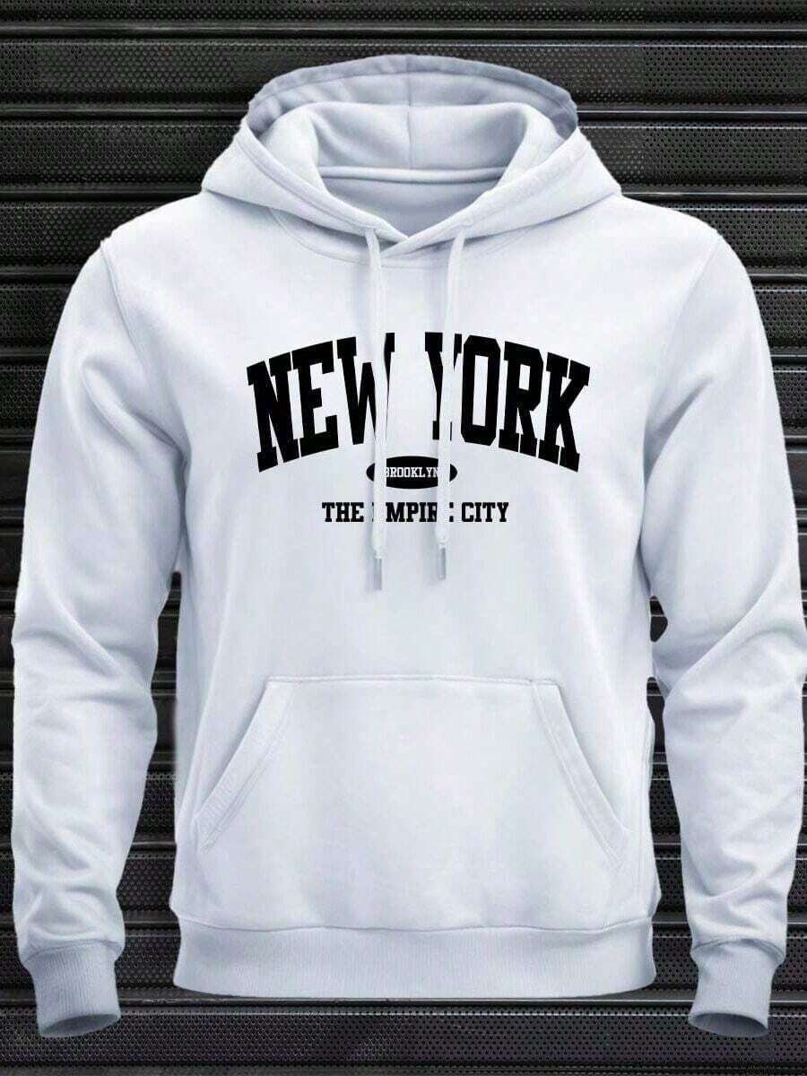 New York City Sweatshirt Launch Men's Unisex Kangaroo Hoodie Warm Jacket Winter 2026 Comfortable Sweatshirt 100% Cotton - 白色 - 查看 1