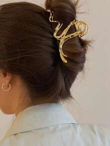 1 pieza Pinza de pelo grande de metal, accesorio de moda para el cabello, pinzas de pelo para mujer, pinza de pelo de verano para atuendos - Plateado - Ver 5