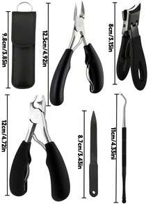 6pcs/Set Thick Toenail Clippers For Elderly - Wide Jaw Large Toenail Scissors, Includes Ear Wax Removal Tool, Suitable For Thick Ingrown Nails And Pedicure, Professional Sharp Heavy Duty Nail Clipper, Professional Manicure Care Set, Travel Case, Gift For Friends, Boyfriends And Parents - Multicolor - View 4