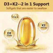 Supplement Vitamin D3K2, 250 Veggie Softgels, 2 In 1 (5000 D3+100mcg K2 MK7)| Healthy Bones, Teeth, Heart, Immune System Healthcare Dietary Fitness Edible - 一 - 查看 6