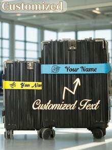 Personalized Name Pattern Luggage Strap, Bright Color Customized Suitcase Strap, Anti-Burst Packing Strap, Suitable For Checked Luggage, Unique Travel Gift For Couples, Family And Friends - Multicolor - View 2