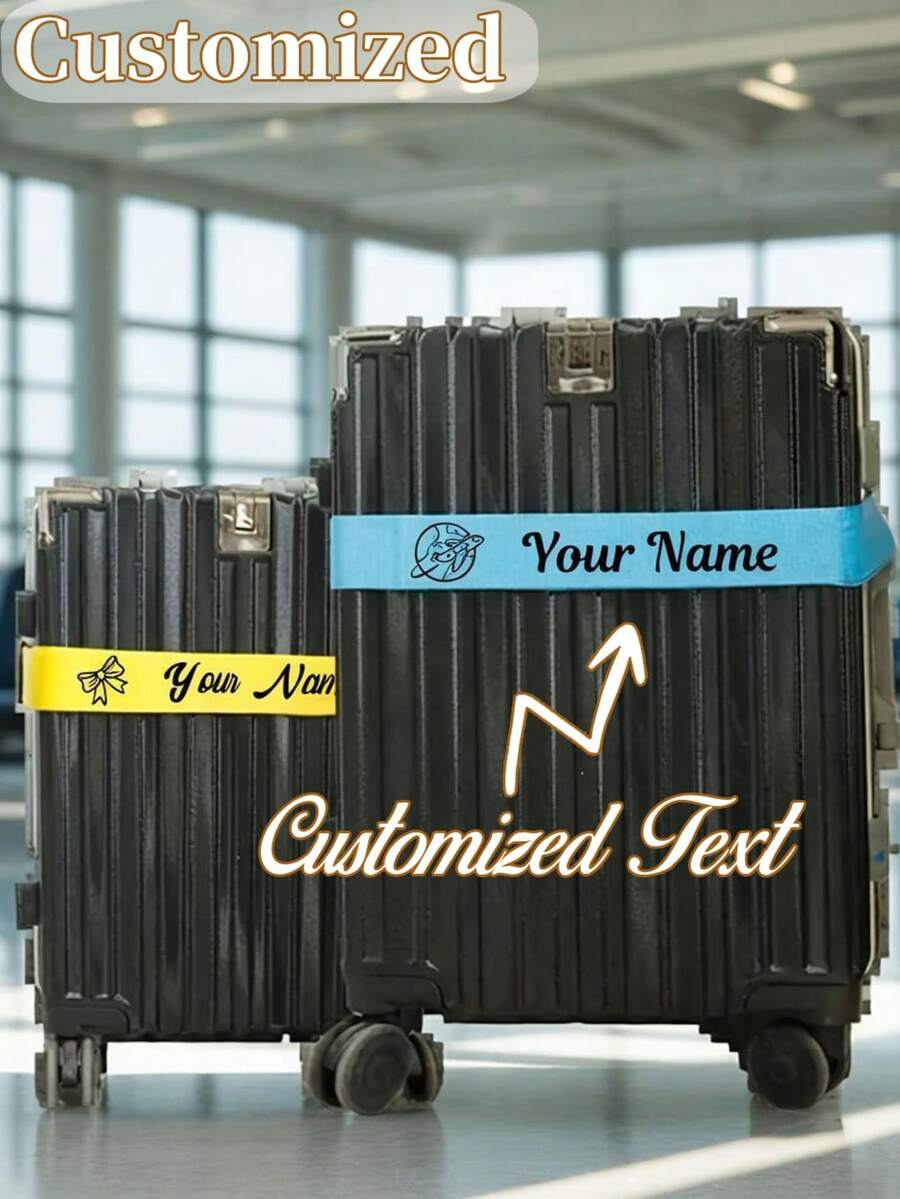 Personalized Name Pattern Luggage Strap, Bright Color Customized Suitcase Strap, Anti-Burst Packing Strap, Suitable For Checked Luggage, Unique Travel Gift For Couples, Family And Friends