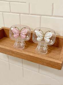 1 pièce Ensemble de support et de couvercle de protection pour brosse à dents en forme de papillon - Étuis de voyage pour brosse à dents de couleurs vives avec trous d'aération, idéal pour la maison, le dortoir et l'utilisation en déplacement | Contenants de rangement mignons pour têtes de brosse à dents, parfaits pour l'organisation de la salle de bain, les essentiels pour les étudiants, les voyages en famille et la rentrée scolaire | Étuis à brosse à dents en plastique hygiéniques - Contenants de stockage imperméables et anti-poussière - A - Voir 3