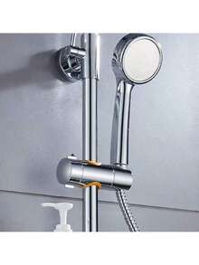 Universal Shower Head Holder - Adjustable Sliding Bar Bracket With Orange Grip Ring, Clamp-On Shower Slider For 18-25mm Shower Rails, Tool-Free Installation Bathroom Accessory - Orange - View 3