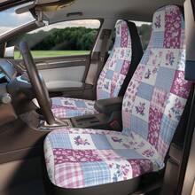 2pc Patchwork Floral Car Seat Covers, Cottagecore Car Accessories, Vintage Floral Car Decor, Cute Girly Car Interior Seat Covers  For Women, Car Interior Decor - 彩色 - 查看 1