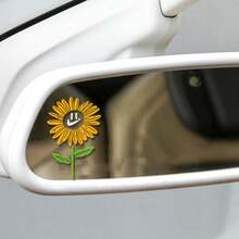 Happy Sunflower Creative Car Rearview Mirror Sticker, Retro Window Glass Decal Sticker, Waterproof For Travel Trailer And RV - Decorative Stickers - View 5
