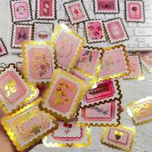 50 piezas Sello de amor Pegatinas de lámina caliente Bolsa creativa Pegatinas de grafiti transparentes de PET Pegatinas decorativas Material de cuaderno Decoración Botella de agua Maleta Pegatinas Regalo de recompensa - Multicolor - Ver 13