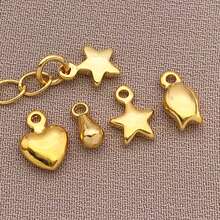 10pcs Premium Gold DIY Jewelry Charms Set – Heart, Star & Teardrop Pendants For Handmade Bracelets, Necklaces & Earrings – Perfect For Valentine's Day, Birthday & Wedding Gifts - Gold - View 3