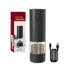 Bộ xay muối và tiêu điện sạc lại được, kèm đế, máy xay tiêu, dung tích lớn 95ml, đèn LED trắng và độ dày xay có thể điều chỉnh, lý tưởng cho gia đình và nhà bếp (có cổng USB), độ dày xay có thể điều chỉnh, dễ dàng đổ đầy, bộ dụng cụ xay gia vị nhà bếp. - Nhiều màu - Xem 14