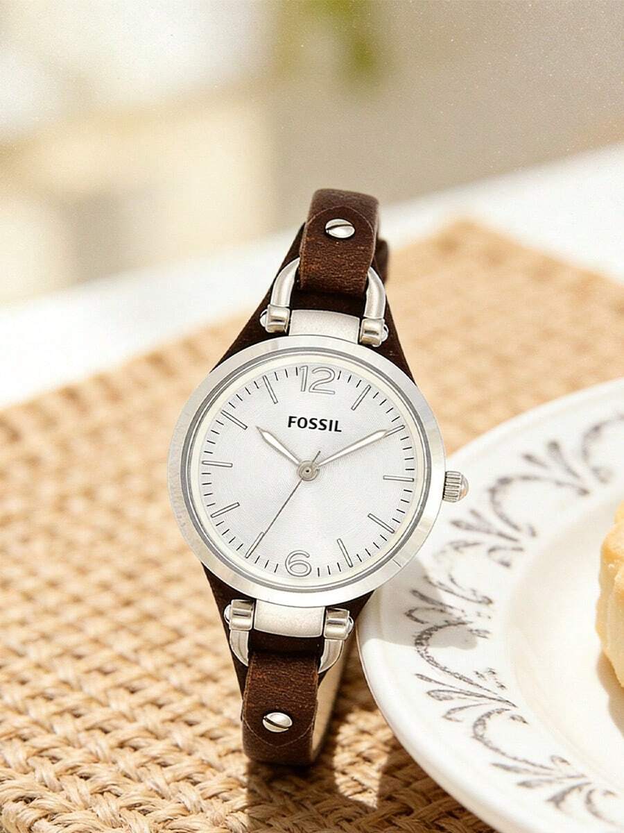 Fossil Women's Quartz Leather Three-Hand Watch, Stainless Steel Case/Glass, ES2830/ES3060/ES3077 - White - View 1