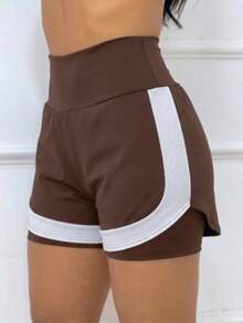 Double-Layer Fitness Shorts For Gym Use, With DryFit Detail. - 鏽棕色 - 查看 1