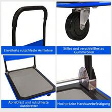 Flatbed Trolley, Platform Hand Truck With 150kg Load Capacity, 360-Degree Swivel Wheels, Foldable Trolley For Loading And Storage, Warehouse Yellow - 藍色 - 查看 4