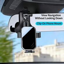 TAFDIUR Soporte de teléfono para coche giratorio 360°, soporte universal ajustable de clip, adecuado para rejilla de ventilación y salpicadero, soporte de navegación de operación con una sola mano para todos los teléfonos inteligentes - JA06 Acabado espejo + Pinza de cocodrilo - Ver 4