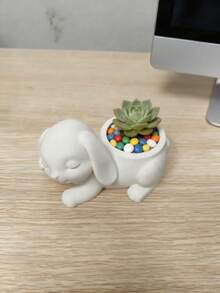 Cute Droopy Ear Rabbit Storage Organizer | Multifunctional Jewelry Cosmetics Storage Box | Girly Desk Decor, Ring Earring Makeup Organizer Tray | Creative Gift For Girlfriend, Desk Accessories Storage Organizer, Customizable - Multicolor - View 4