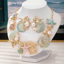 3 Piece Set  Ladies' High-End Colorful Starfish Shell Necklace And Earring , Perfect For Daily Party And Vacation Wear, Holiday Gift - 彩色的 - 查看 9