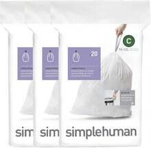 Simplehuman Code C 60 Count, Dispenser Pack Custom Fit Liners, Drawstring Trash Bags, 10-12 Liter / 2.6-3.2 Gallon, White - Màu A - Xem 1