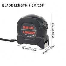1pc High-Tech Glow Fluorescent Steel Ruler - Heavy Duty Retractable Ruler With Self-Locking Design, Laser Engraved Markings - Fashionable Black Housing, High Contrast Glow Mode Easy To Read In Low Light, Suitable For Construction Sites And Home Use, Essential For Carpenters And Builders - Classic Black - View 15