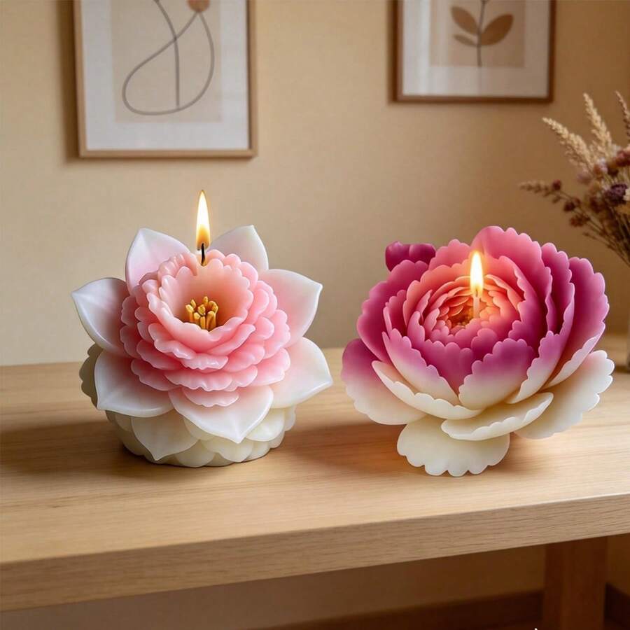 1 pieza Molde de silicona con forma de flor, DIY Jabón artesanal 3D en forma de flor, Artesanía de yeso, resina, decoración del hogar, regalo artesanal creativo - A-blanco - Ver 1