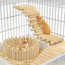 1pc Transformable Foldable Wooden Small Pet Fence, DIY Freely Assembled Ladder Toy, Hamster/Gerbil Indoor Staircase Hideout - Multicolor - View 1