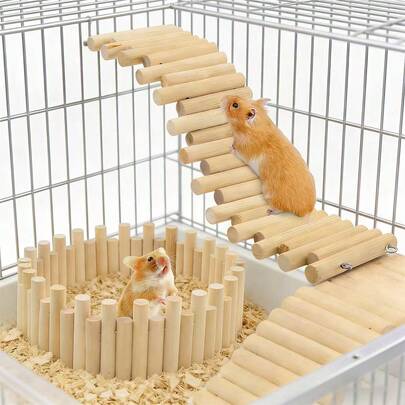 1个可变形可折叠木制小型宠物围栏，DIY自由组装梯子玩具，仓鼠/沙鼠室内楼梯藏身处