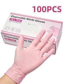 50/100 chiếc Găng tay Nitrile dùng một lần, màu hồng nhạt, thích hợp cho nhiều mục đích sử dụng khác nhau bao gồm vệ sinh nhà bếp và phòng tắm, rửa bát, chăm sóc móng, chải lông cho thú cưng, v.v. (Không có hộp) - Màu Hồng baby - Xem 2