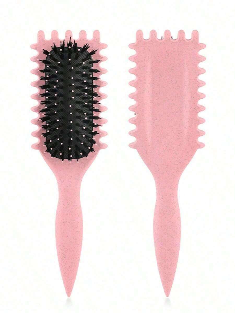 1PC New Upgrade Curl Defining Brush, Curly Hair Brush With And Special Design, Curl Define Styling Brush Especially For Curly Hair, Shaping And Defining Curls For Women Men To Reduce Pulling And Curl Separation - Hồng-1PC - Xem 1