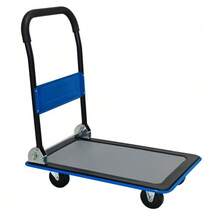 Flatbed Trolley, Platform Hand Truck With 150kg Load Capacity, 360-Degree Swivel Wheels, Foldable Trolley For Loading And Storage, Warehouse Yellow - 藍色 - 查看 8