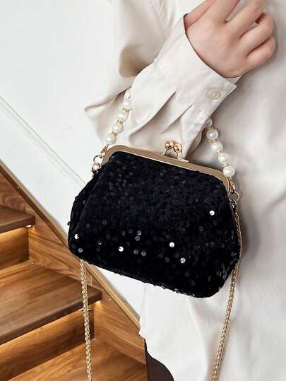 1 chiếc ví cầm tay đính hạt lấp lánh, túi đeo vai thời trang dành cho nữ, thích hợp cho tiệc tối, đám cưới, quà tặng ngày lễ.