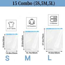 15pcs Transparent Storage Bags, Summer Beach & Travel Essential, Reusable Compression Packing Cubes, Organizer For Clothes, Underwear, Swimwear, Versatile For Luggage, Backpack, Black/White/Gray/Red - Multicolor - View 12