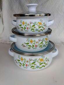 3件套搪瓷陶瓷双耳小火锅带盖，加厚搪瓷陶瓷炖锅，汤锅，拉面锅，迷你火锅，粥锅，保温锅，厨房电器，奶锅，小圆锅，双耳锅加厚汤锅炖锅平底锅电磁炉燃气灶通用家用双耳汤锅炖锅搪瓷陶瓷3件套加厚双耳带盖汤锅，孕妇辅食拉面锅平底锅搪瓷厨具 - 查看 14