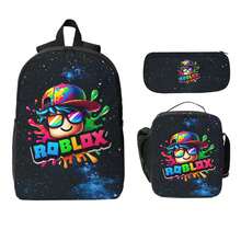 Anime Game 3 Pcs School Bag Set Middle School Student Backpack Lunch Bag Set Pen Bags Fashion Durable Large Book Bag Teenager - A - Xem 2
