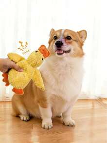 1pc Yellow Squeaky Duck Dog Toy - Soft & Durable, Interactive Squeaker, Suitable For Small/Medium Dogs | Ideal For Play/Training | Perfect Pet Gift For Valentine's Day - Yellow - View 9