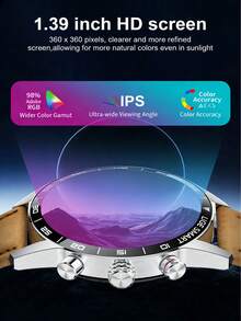 LIGE 男士商务腕表，1.39 英寸高清显示屏，运动计时，无线，数字显示，电子，智能，日历，IP67 防水，圆形表盘，无线通话，遥控，照片信息，智能提醒 - 查看 5