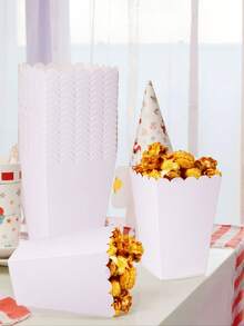 12PCS/1PC/Solid Color Popcorn Box, 2 Sizes Available, Candy Box Party Gift Box, Small Items Packaging Box, Use Birthday Holiday Cinema Party - Camel - View 9