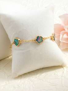 1pc Fashionable Colorful Lucky Clover Bracelet, Suitable For Teenage Girls Daily Wear - Multicolor - View 2