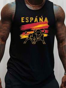 Spain ESPA A With Fierce Bull Print Men'S Tank Top, Casual Sleeveless Athletic Tank Topbreathable Comfy Tops - Nhiều màu - Xem 2