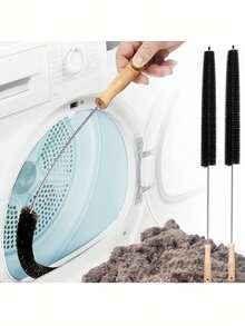 Ergonomic Handle Cleaning Brush - Heavy Duty Heat Resistant Cleaning Brush, Washing Machine Drum Brush, Dryer Vent Brush, Multi-Purpose Crevice Brush, Flexible Long Handle Duster, Washing Machine & Dryer Cleaning Brush With Wooden Handle - Multicolor - View 4