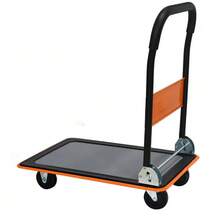 Flatbed Trolley, Platform Hand Truck With 150kg Load Capacity, 360-Degree Swivel Wheels, Foldable Trolley For Loading And Storage, Warehouse Yellow - Orange - View 9