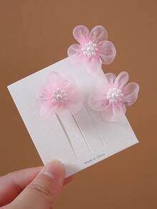 10pcs/Set Girls Pink & White Pearl Mesh Flower Small Hair Clips, Minimalist Side Bangs Clips, Sweet Versatile Hairpins, Suitable For Daily Use And Gift,Summer,Holiday,Travel,Festival,Party - Multicolor - View 7