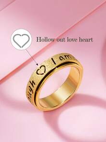 Anillo giratorio inspirador de acero inoxidable "Soy suficiente" - Joyería de uso diario elegante para todas las estaciones - Anillos personalizados para mujer - Ver 4