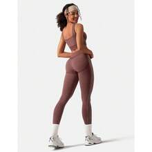 OLCHEE Womens Workout Sets 2 Piece Seamless Square Neck Sports Bra Padded Butt Lifting Leggings High Waist Yoga Gym Outfits - màu nâu - Xem 5