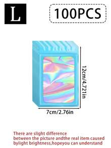 100/50/20/5pcs Reusable Ziplock Bags, Various Sizes Reusable Ziplock Bags, Transparent Holographic PVC Jewelry Bags, Colorful Plastic Aluminum Foil Bags, Multiple Sizes And Colors Available - Multicolor - View 24