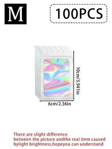 100/50/20/5pcs Reusable Ziplock Bags, Various Sizes Reusable Ziplock Bags, Transparent Holographic PVC Jewelry Bags, Colorful Plastic Aluminum Foil Bags, Multiple Sizes And Colors Available - Multicolor - View 64