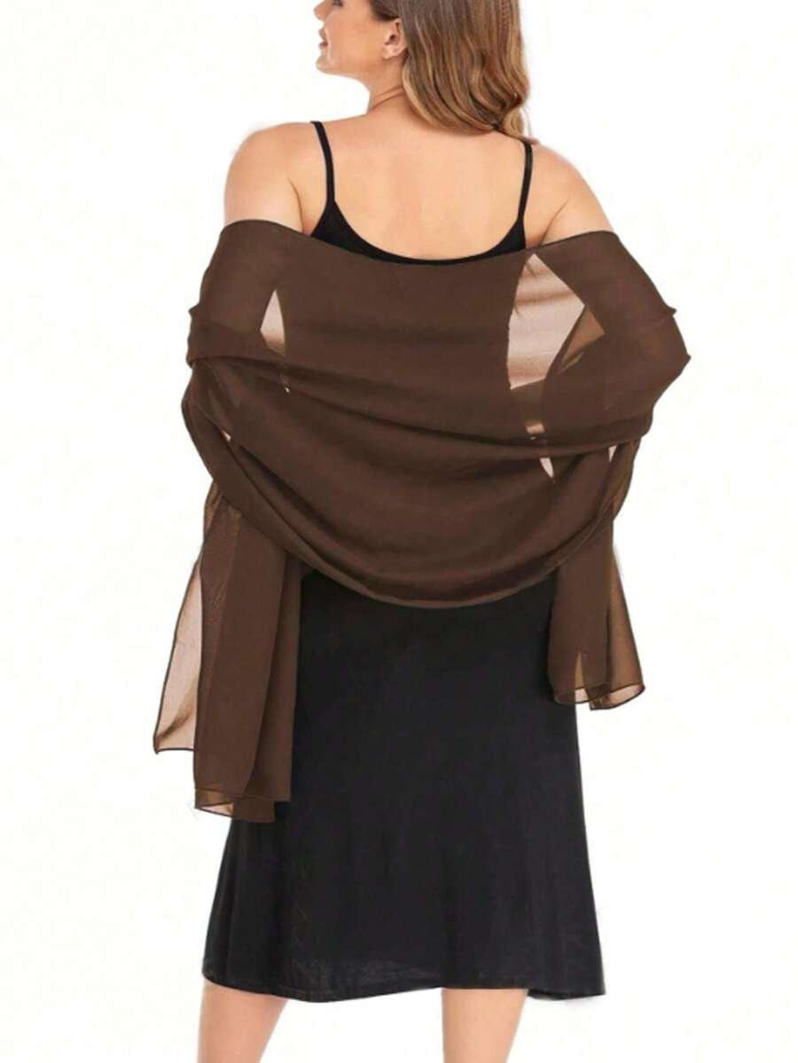 Women's Chiffon Shawl Scarf, Suitable For Bride Wedding, Party, Evening Dress And Special Occasions - Brown - View 1