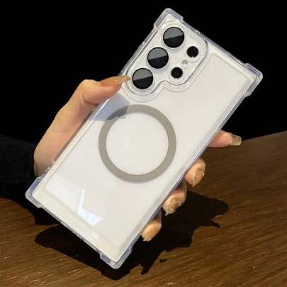 Ốp lưng điện thoại từ tính trong suốt cho Galaxy S26 Ultra S21 S23 S22 S24 S25 Plus, thiết kế cao cấp với các góc được gia cố, chống sốc.