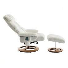 Comfortable Reclining Armchair 025 With Massage And Heating Functions, Tilt And Footrest, 360° Swivel, White Chenille Upholstery. Original Reference: W2087P294007 - A - View 5