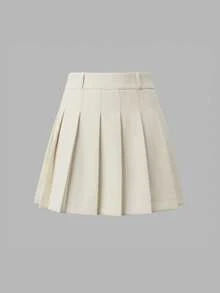 Chân váy mini xếp ly chữ A thanh lịch, ôm dáng, thích hợp cho nữ công sở, kiểu dáng thanh lịch và thời trang, phù hợp cho hẹn hò và mặc hàng ngày, mùa xuân/hè. - Màu be - Xem 1